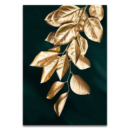 Elevate Your Home Decor with Abstract Golden Plant Leaves Multi Panel Wall Art