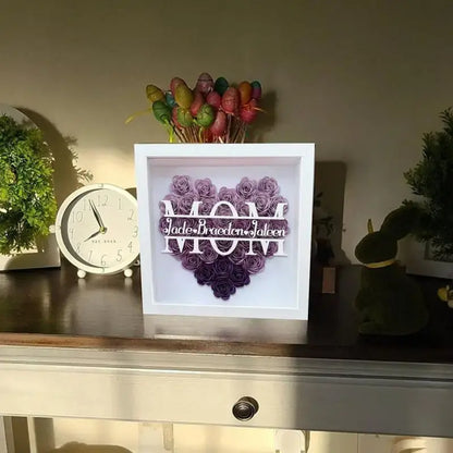 Elegant Wooden Flower Frame Display: Perfect Mother's Day Home Decor