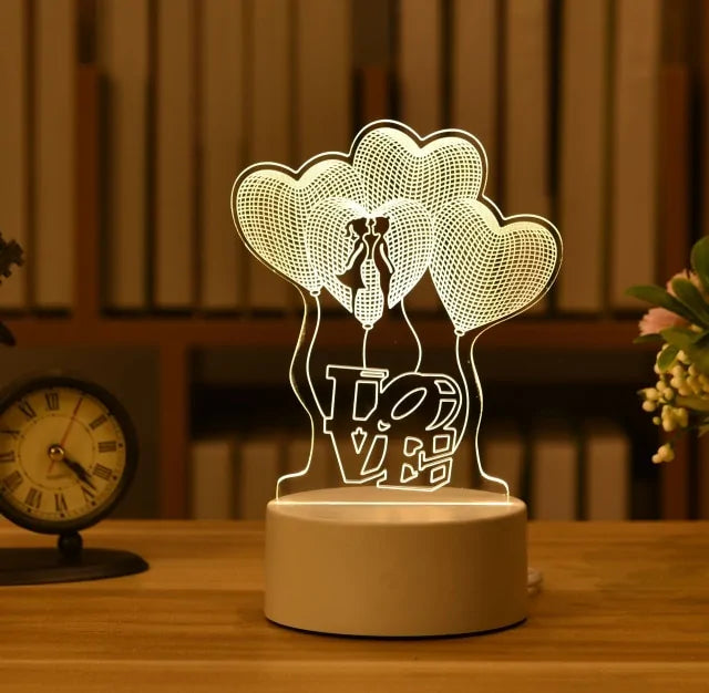 Illuminate Your Home with the Enchanting 3D Acrylic Love Lamp - Free Shipping Worldwide!