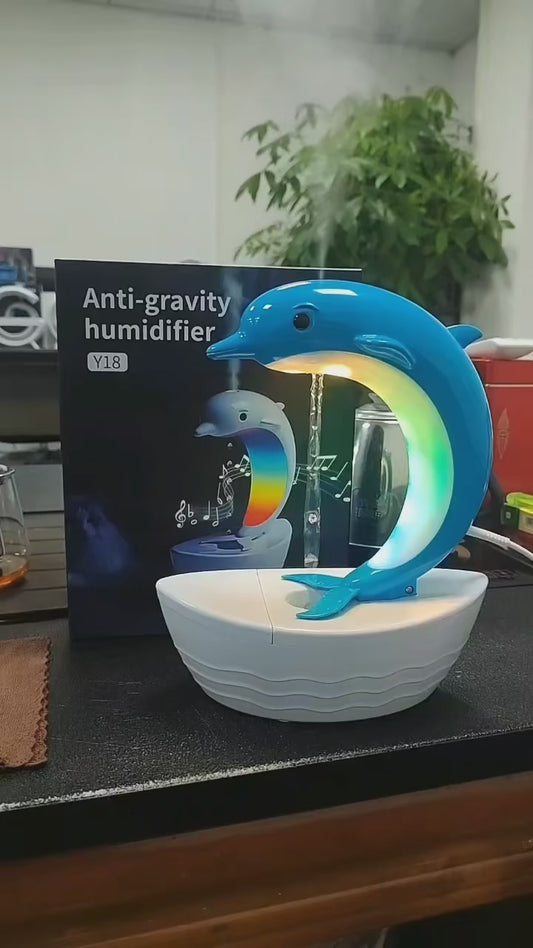 Transform Your Space with the Dolphin Anti-Gravity Water Droplet Humidifier: Bluetooth Speaker with Colorful Lights - Perfect Home Accessory