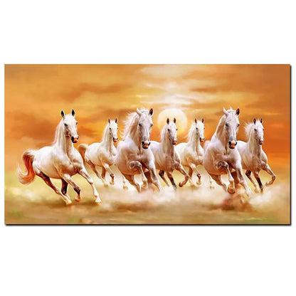 Seven Running White Horses Painting: Elegant Home Decor to Captivate and Inspire