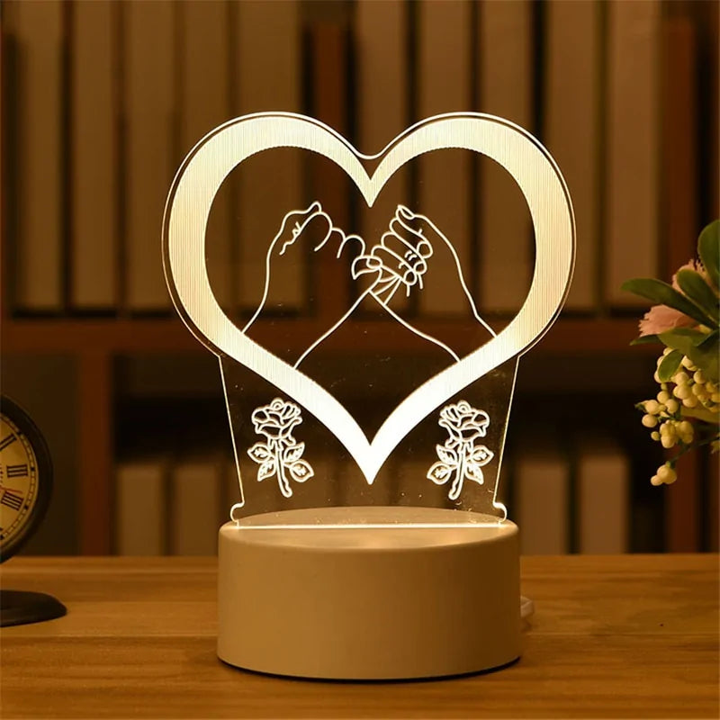 Illuminate Your Home with the Enchanting 3D Acrylic Love Lamp - Free Shipping Worldwide!