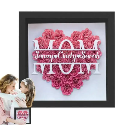 Elegant Wooden Flower Frame Display: Perfect Mother's Day Home Decor